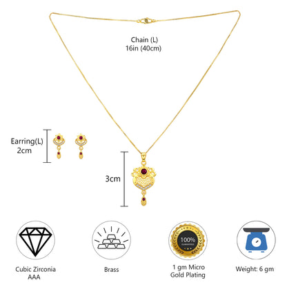 Micro Gold AD Pendant Set for Women
