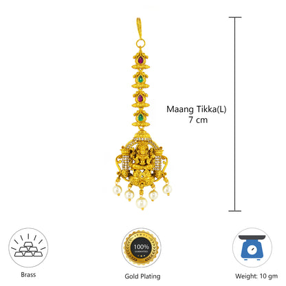 Gold Plated AD Temple Maang Tikka for Women