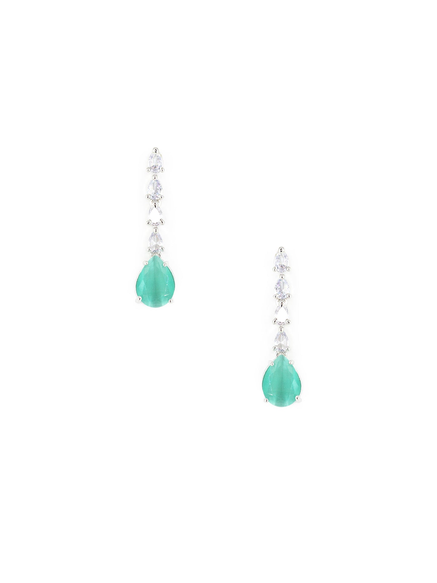Silver Plated Mint Green AD Jewellery Set for Women