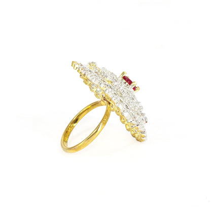 Gold Plated Red AD Finger Ring for Women