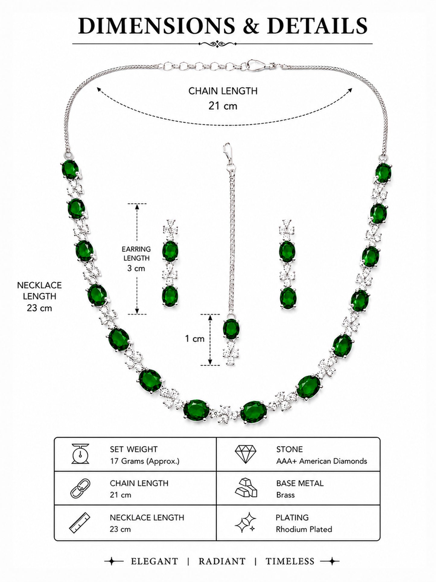 Silver Plated Green AD Jewellery Set for Women