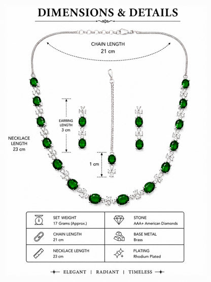 Silver Plated Green AD Jewellery Set for Women