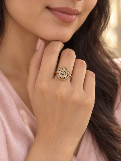 22K Gold Plated AD Finger Ring for Women