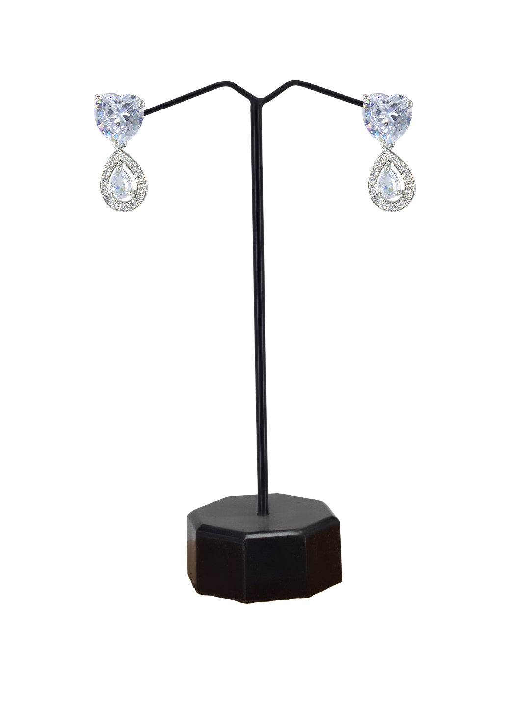 Silver Plated Heart AD Drop Earrings for Women