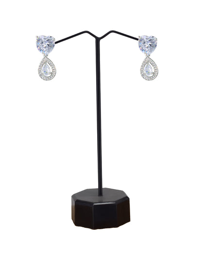 Silver Plated Heart AD Drop Earrings for Women