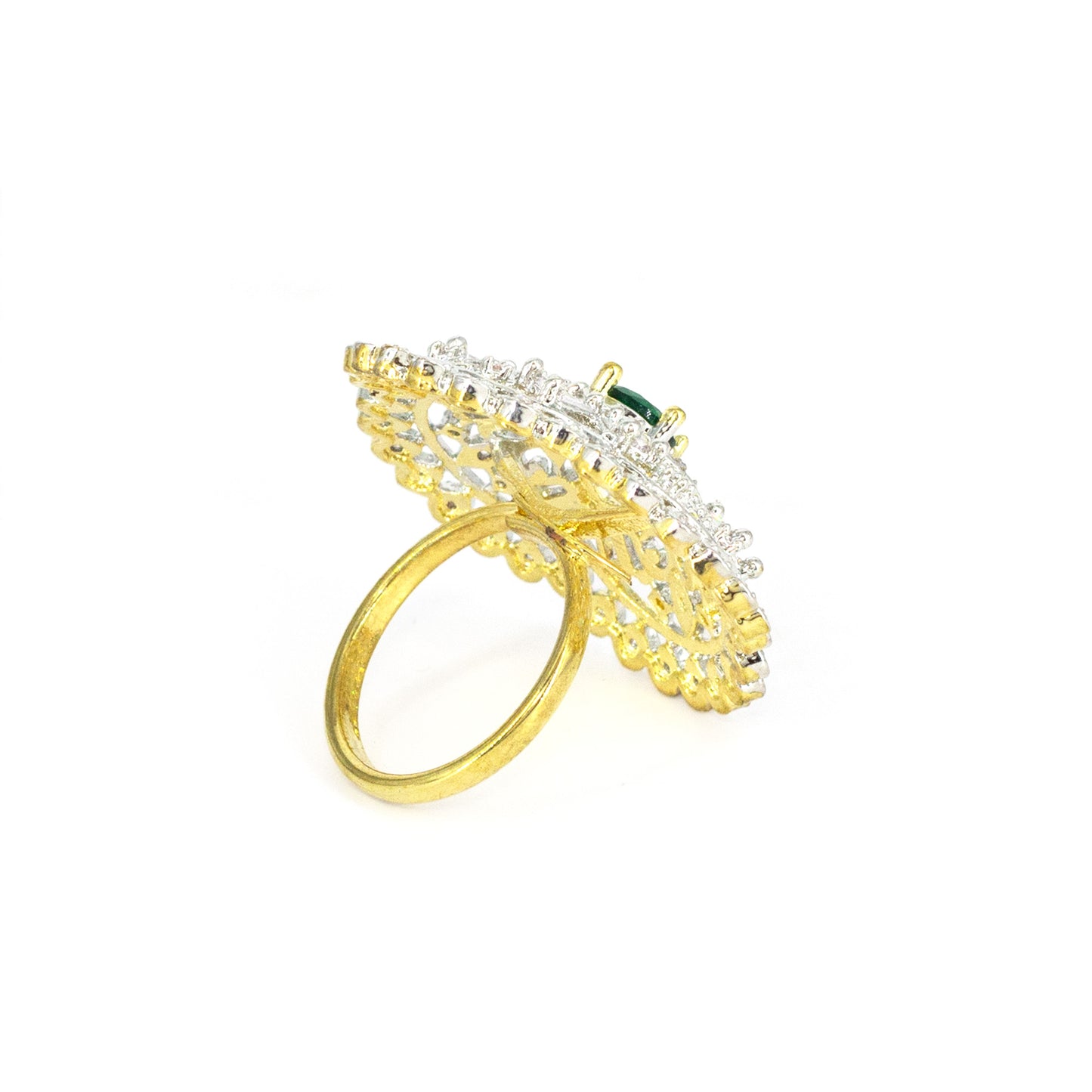 Gold Plated Green AD Finger Ring for Women