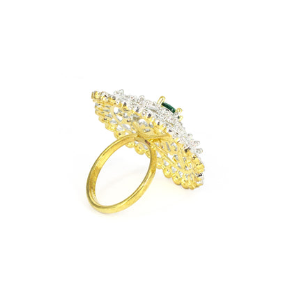 Gold Plated Green AD Finger Ring for Women