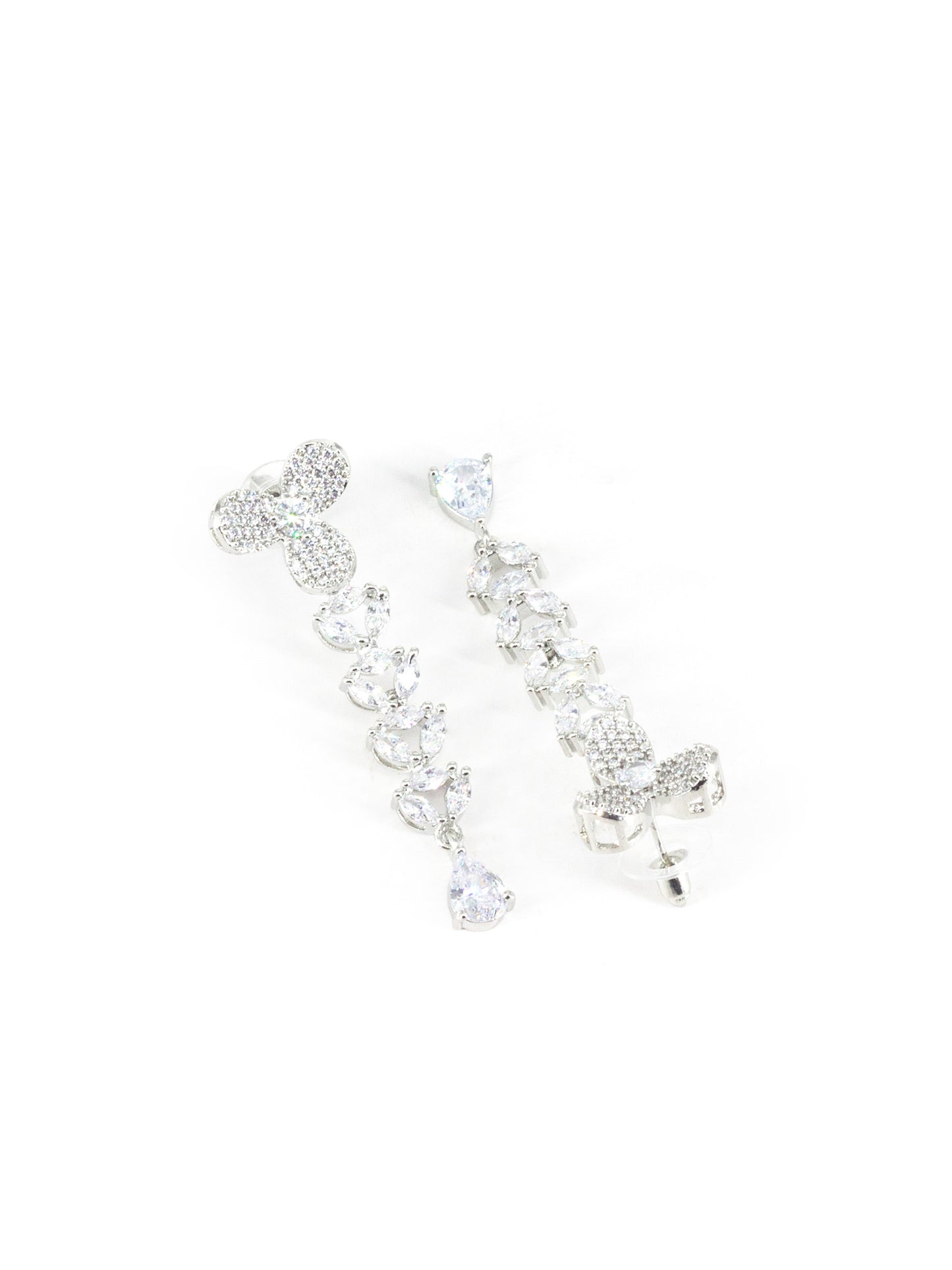 Silver Plated White AD Studded Designer Jewellery Set