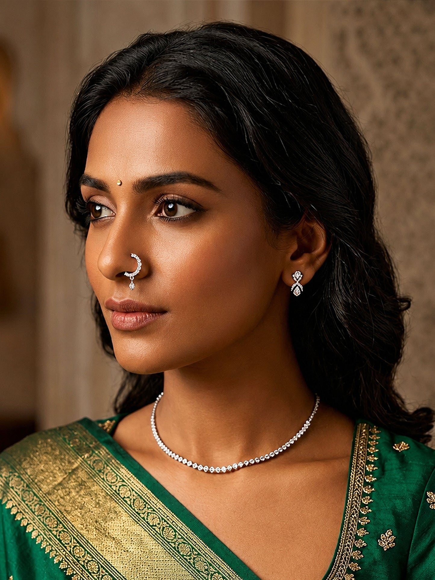 Silver Plated AD Small Nosering for Women