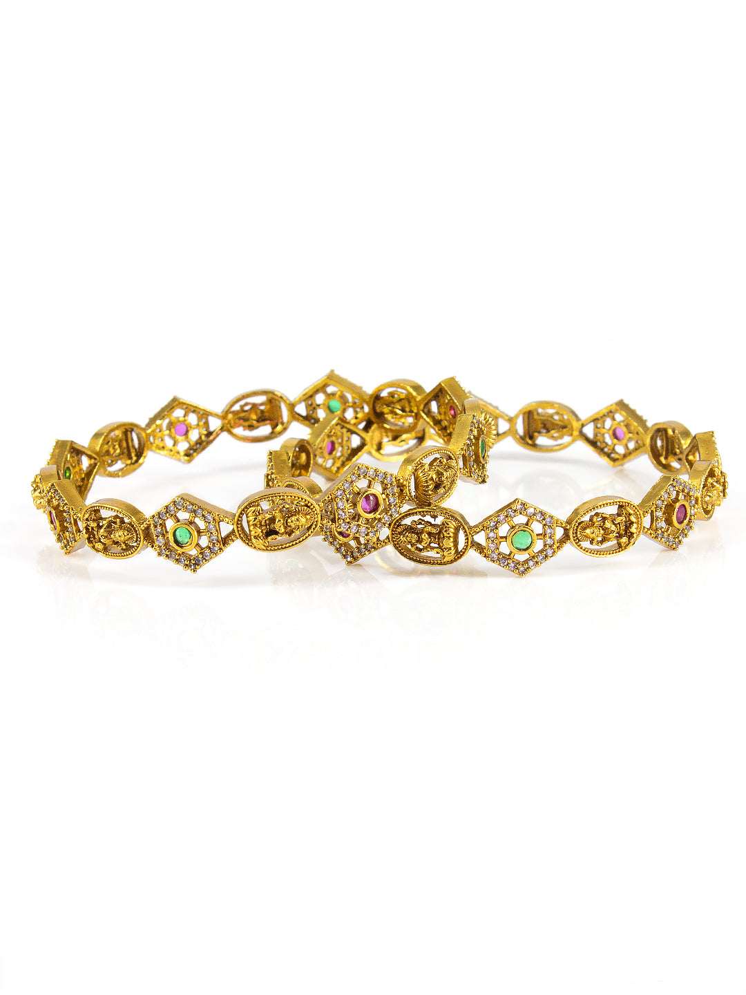 Set Of 2 Gold-Plated American Diamond Studded Bangles