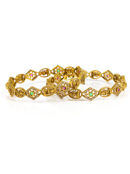 Set Of 2 Gold-Plated American Diamond Studded Bangles