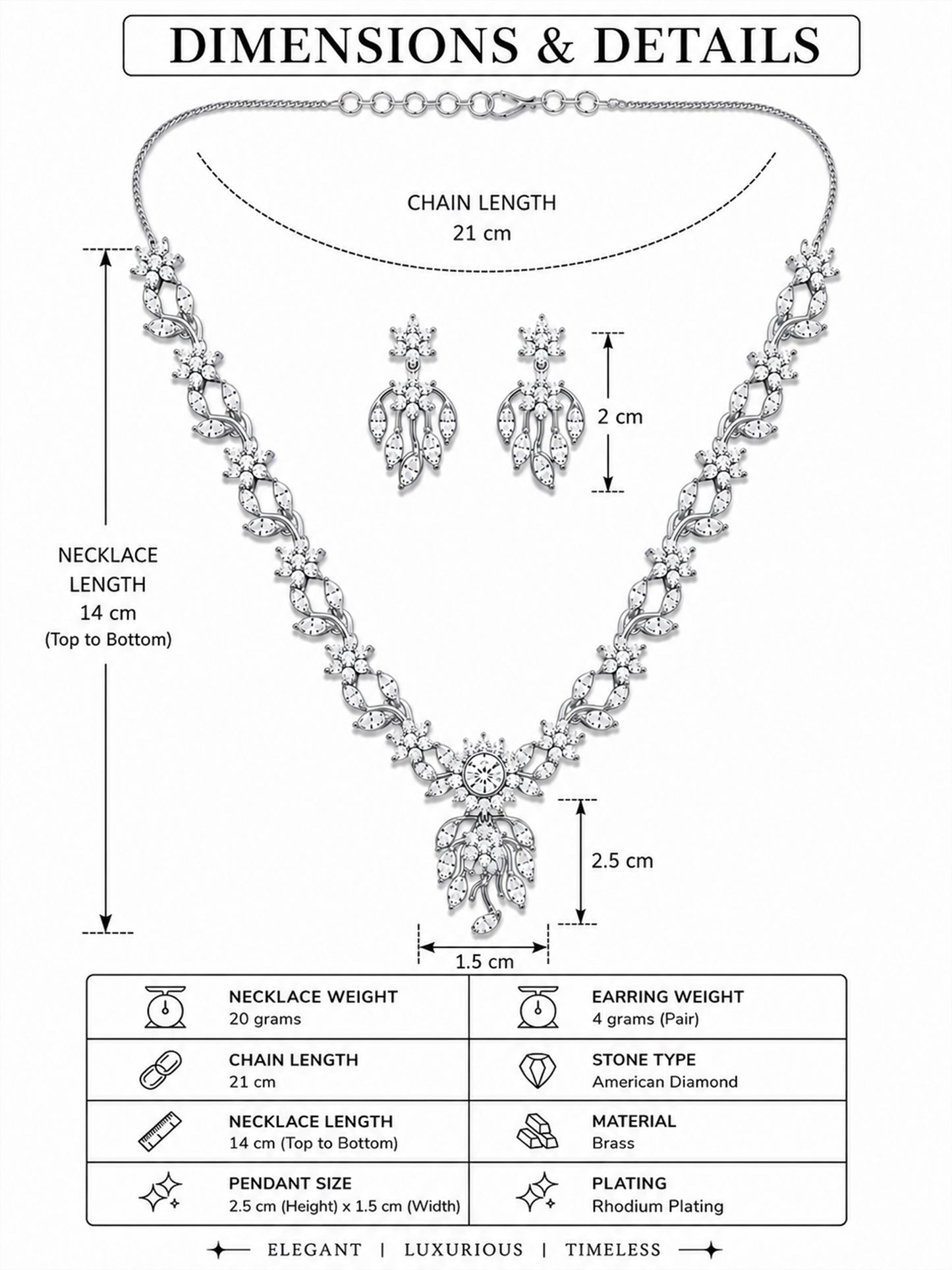 Silver Plated AD Floral Jewellery Set for Women
