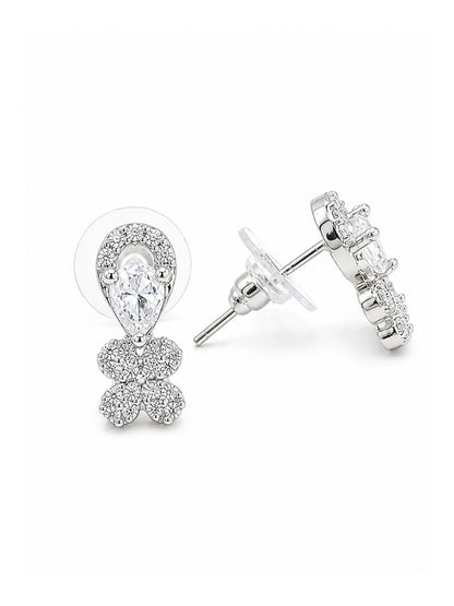 Rhodium Plated AD Stud Earrings for Women