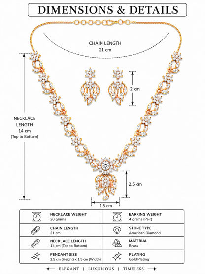 Gold Plated AD Floral Jewellery Set for Women