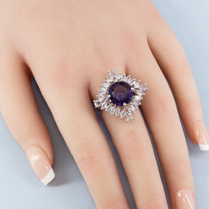 Silver Plated Purple AD Finger Ring for Women
