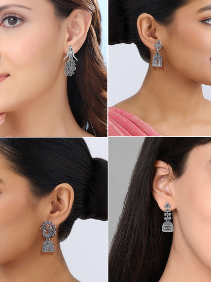 Set of 4 Floral, Peacock & Doll Jhumki Earrings
