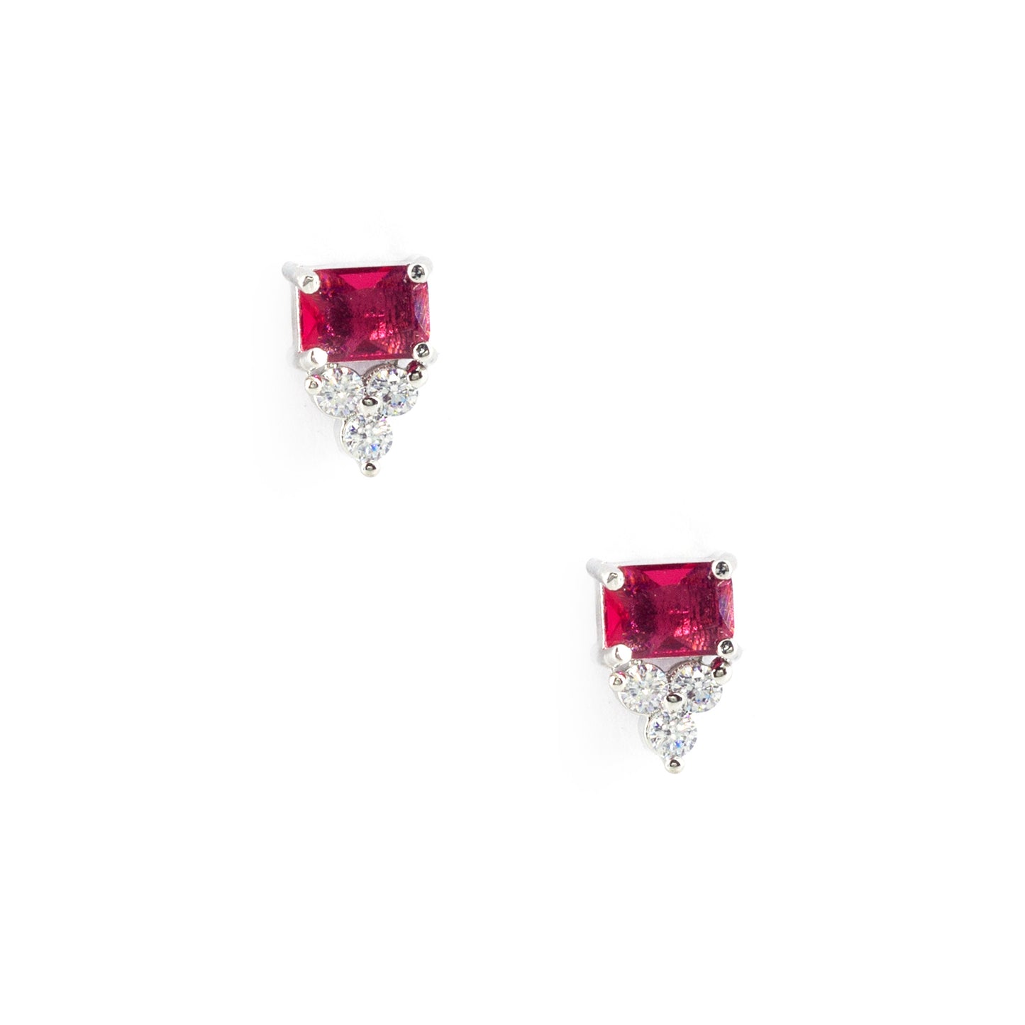 Rhodium Plated Red AD Studs for Women