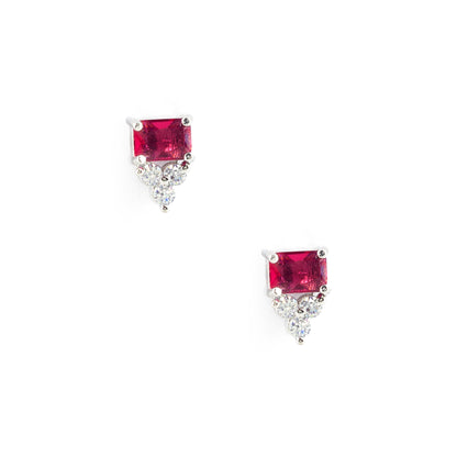 Rhodium Plated Red AD Studs for Women