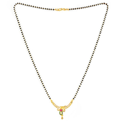 Gold Plated Red & Green AD Mangalsutra For Women
