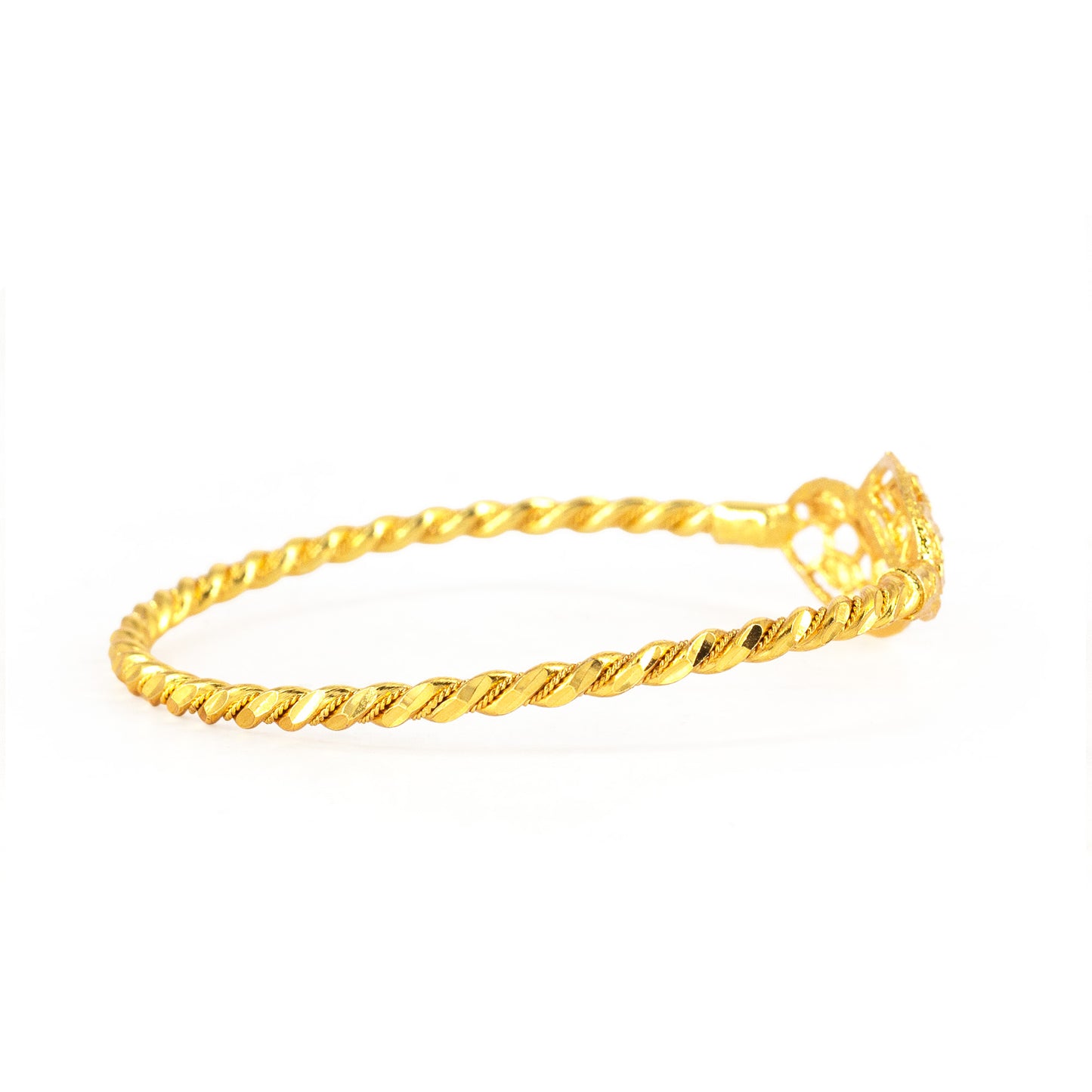 Gold Plated Twisted Temple Bangle Bracelet for Women