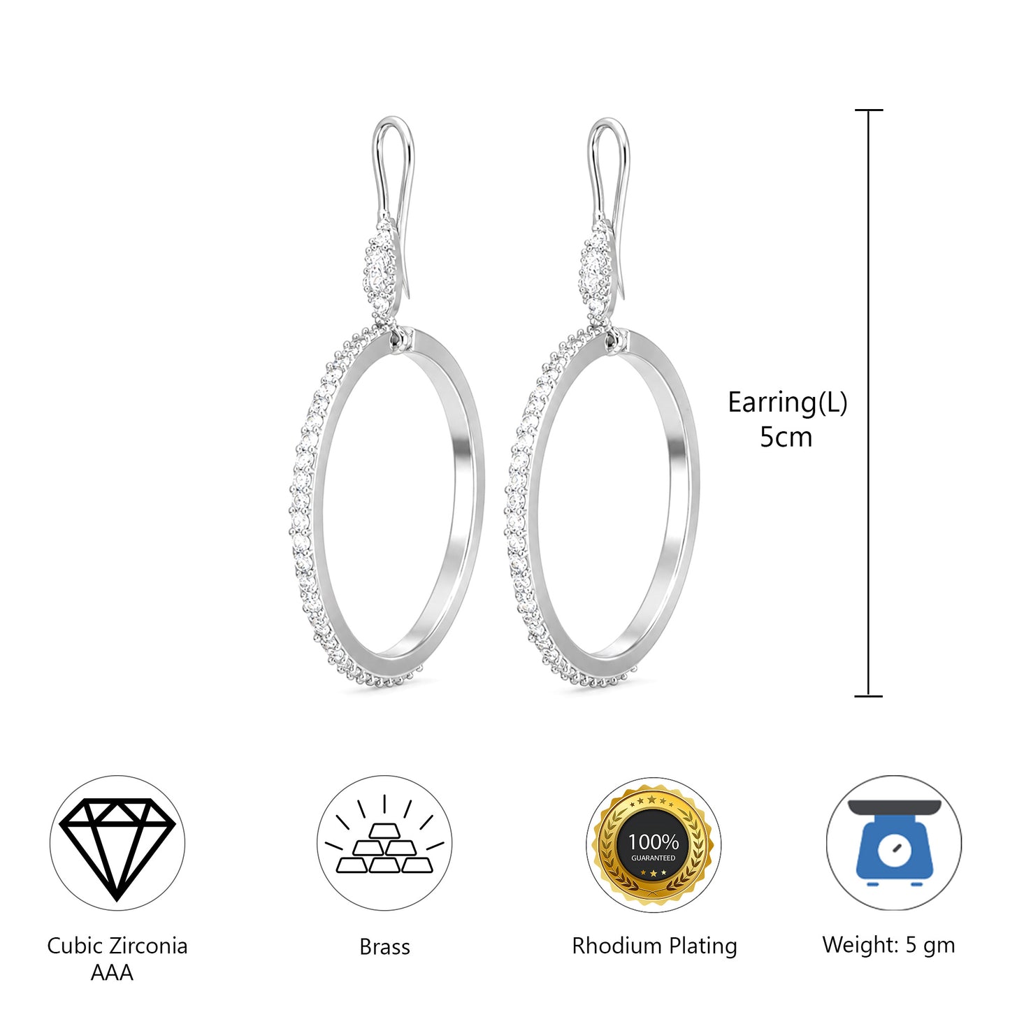 Silver Plated AD Earrings for Women
