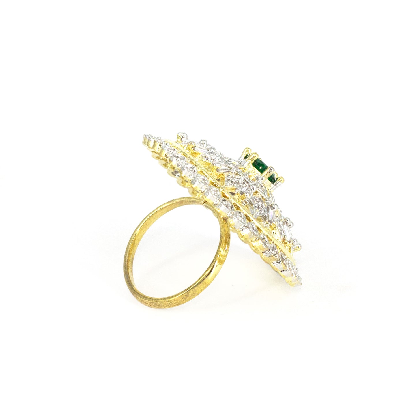 Gold Plated Green AD Finger Ring for Women