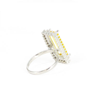 Silver Plated Yellow AD Finger Ring for Women