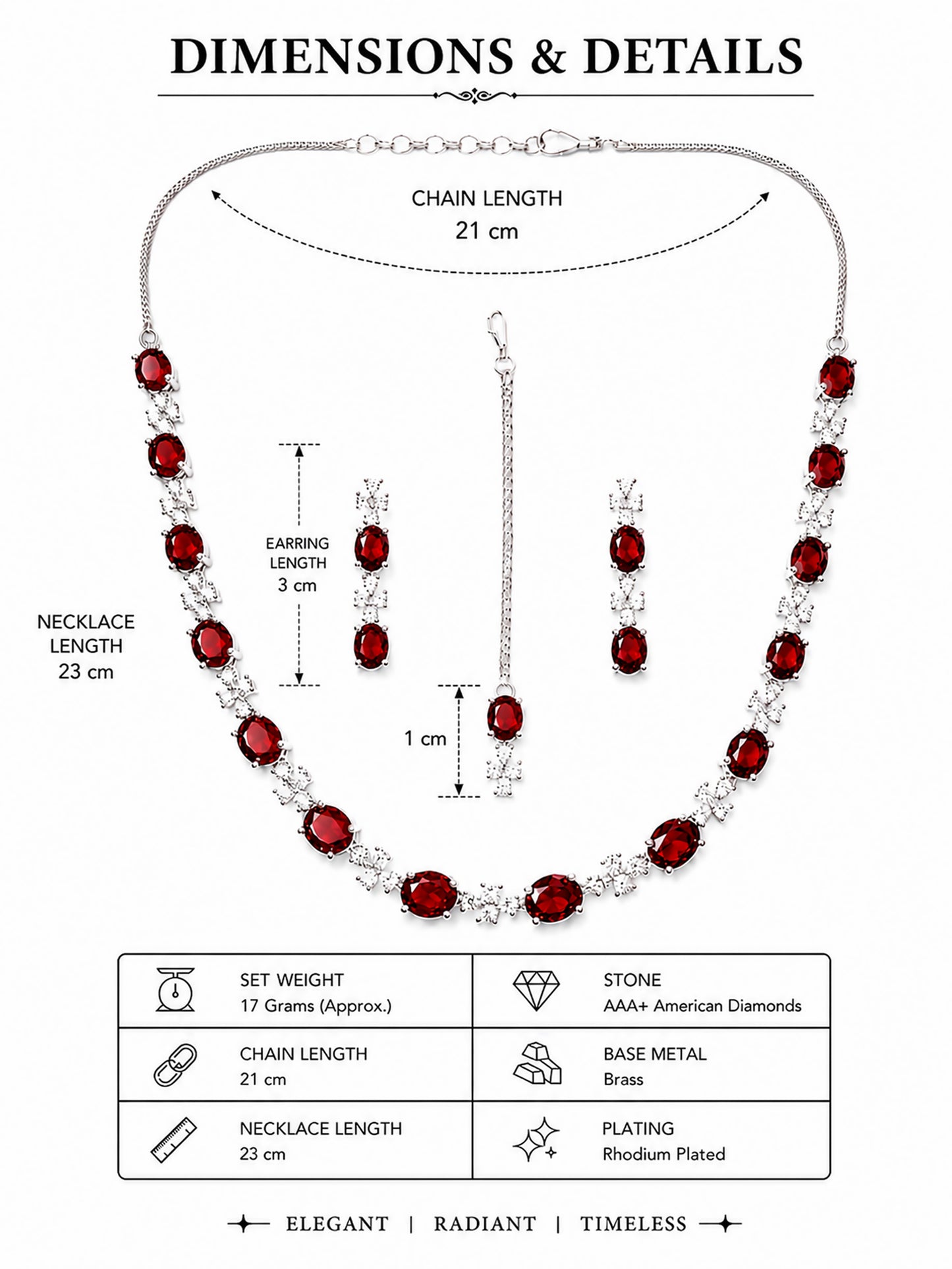 Silver Plated Red AD Jewellery Set for Women