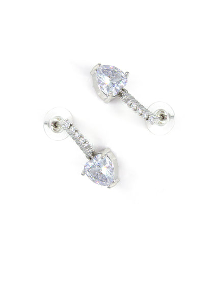 Silver Plated Heart AD Drop Earrings for Women