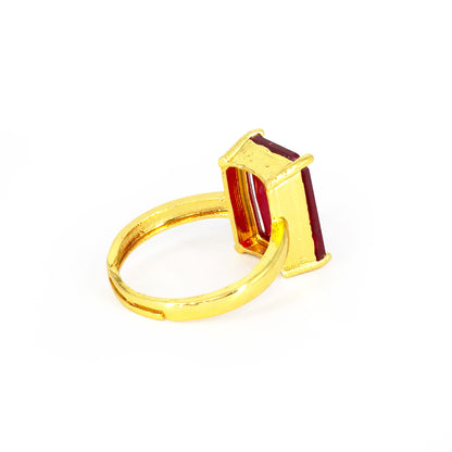 Gold Plated Red AD Finger Ring for Women