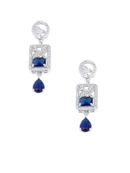 American Diamond Royal Blue Drop Jewellery Set For Women And Girls