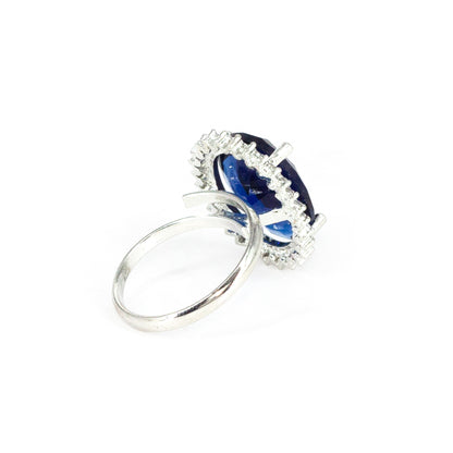 Silver Plated Blue AD Finger Ring for Women