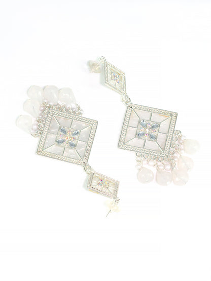 Floral Marble Finish Drop Earrings