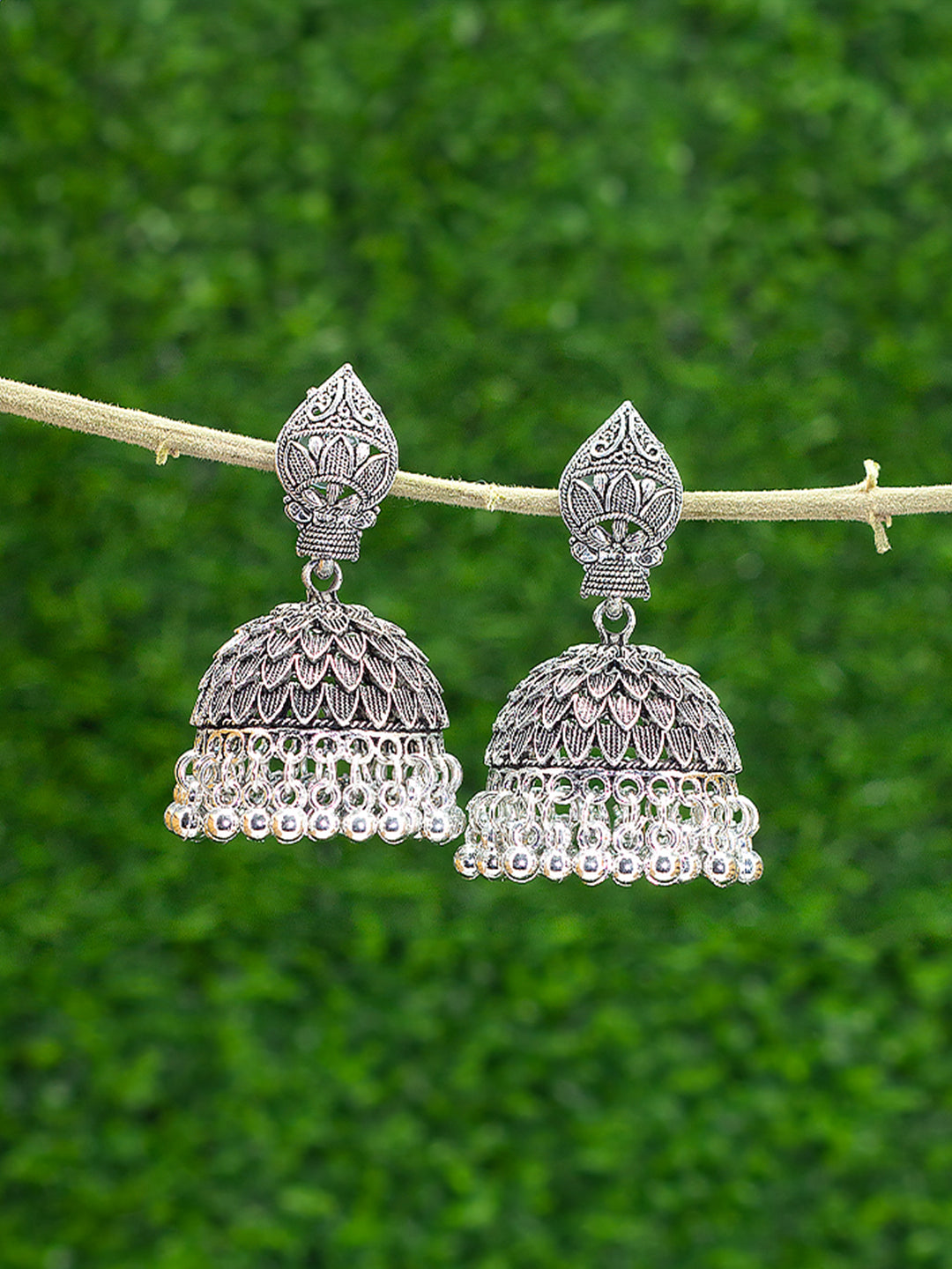 Silver Oxidised Afghani Jhumka Earrings – PRIVIU