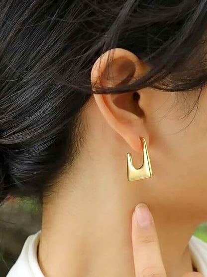 Stainless Steel Anti Tarnish U Cut Half Hoop Earrings