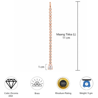 Rose gold Plated AD Teardrop Maang Tikka for Women