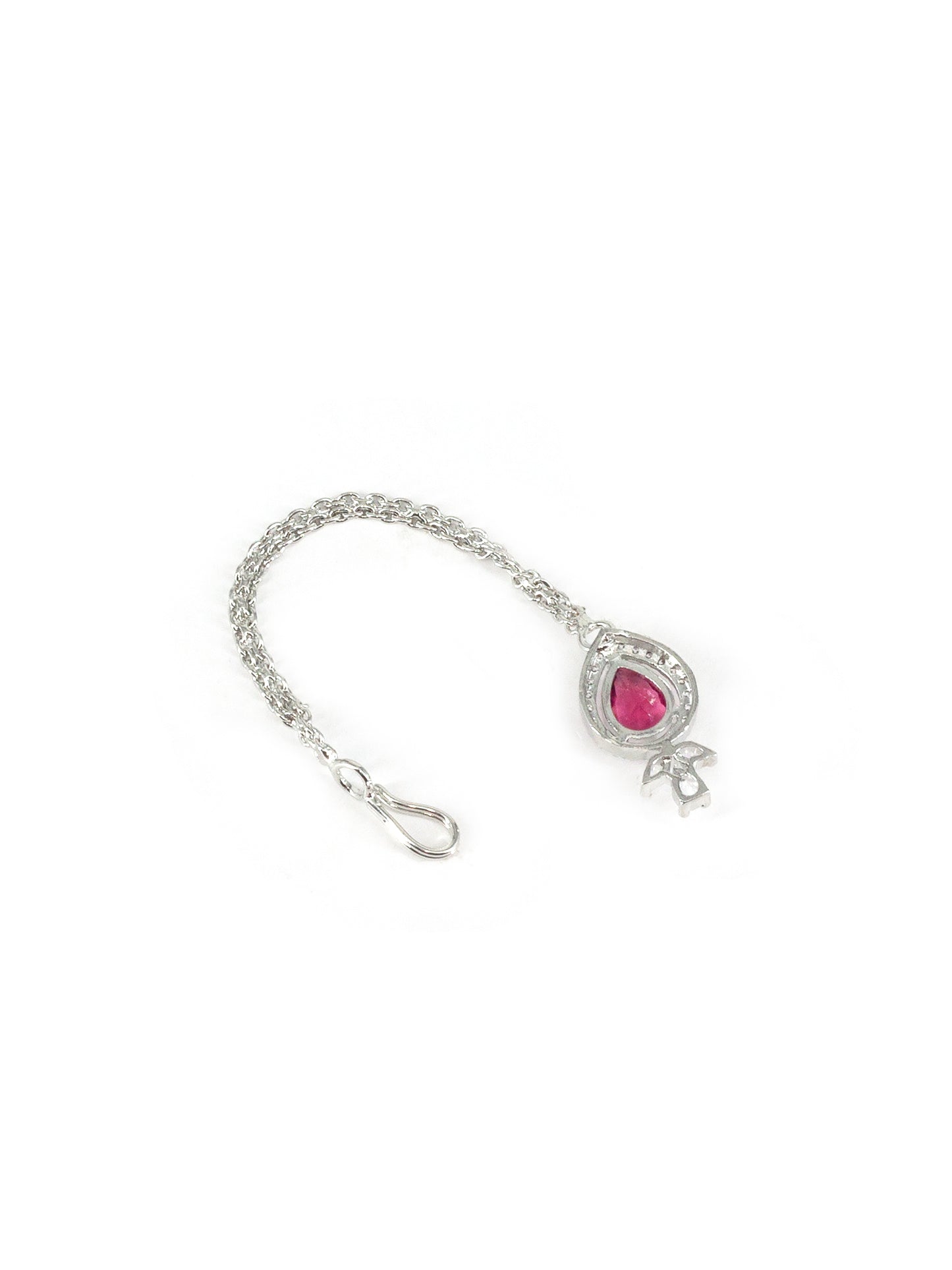 Silver Plated Red American Diamond Maang Tikka for Women