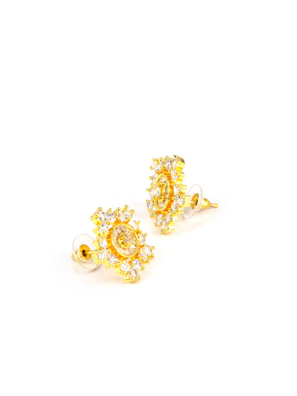 Gold Plated AD Floral Earrings for Women
