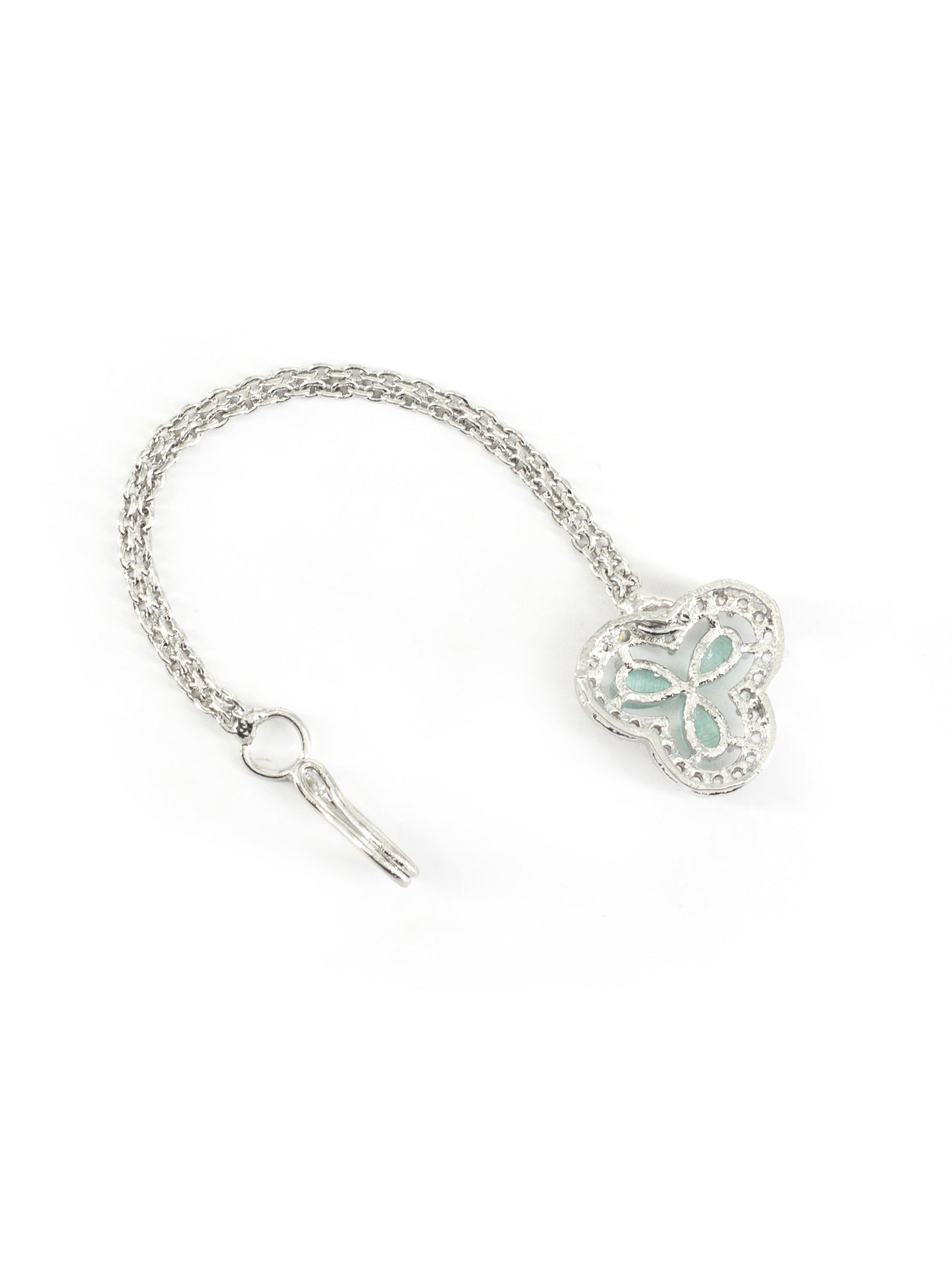 Silver Plated Mint Green Maang Tikka for Women