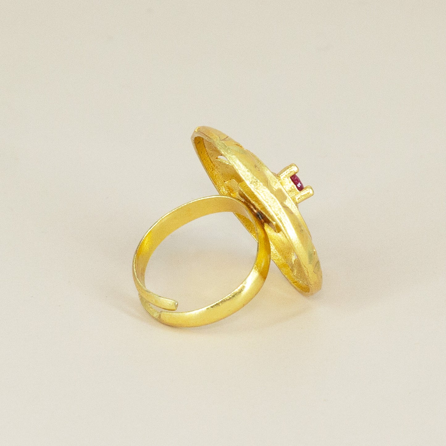 Gold Plated Anti Tarnish Red AD Finger Ring for Women