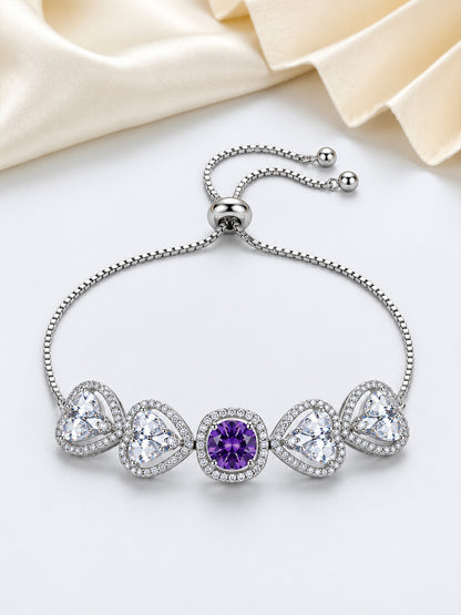 Silver Plated Purple AD Adjustable Bracelet for Women