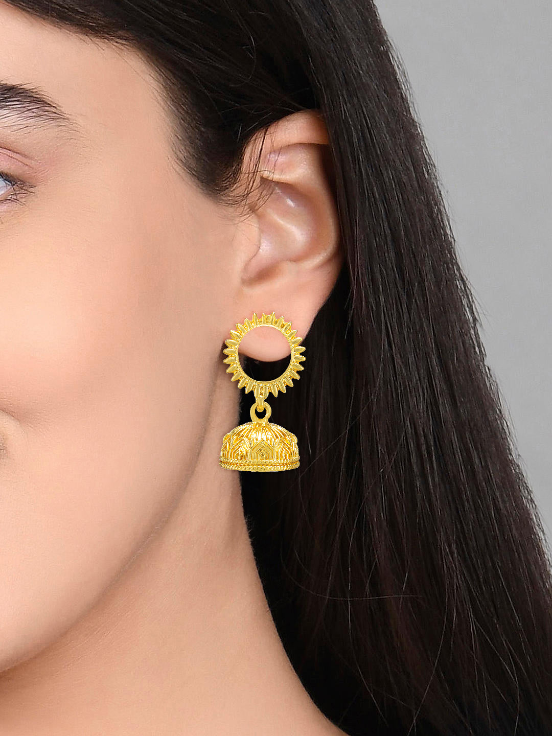 Gold Plated Sun Jhumka Earrings
