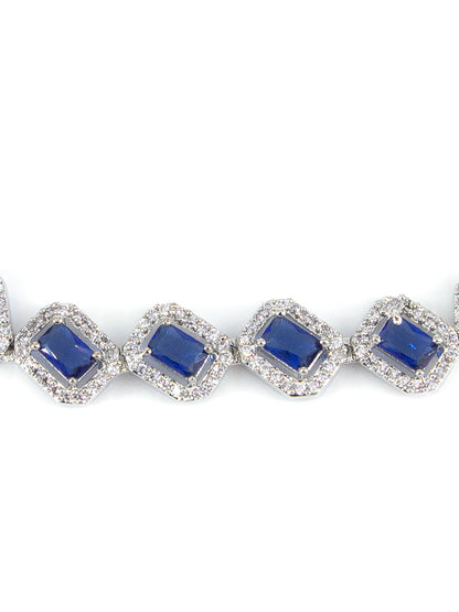 Silver Plated Blue AD Wraparound Sleek Bracelet