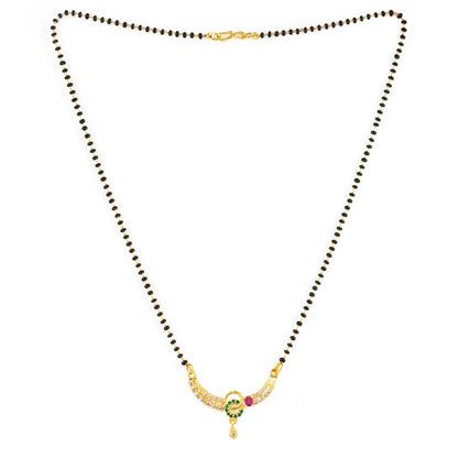Gold Plated Red & Green AD Mangalsutra For Women