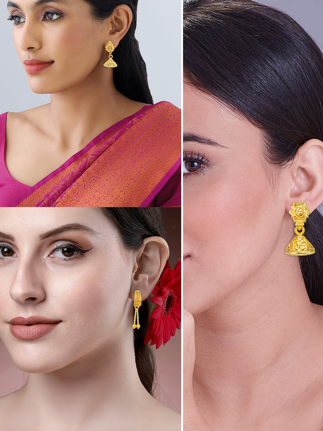 Pack of Six Small Jhumki Earrings