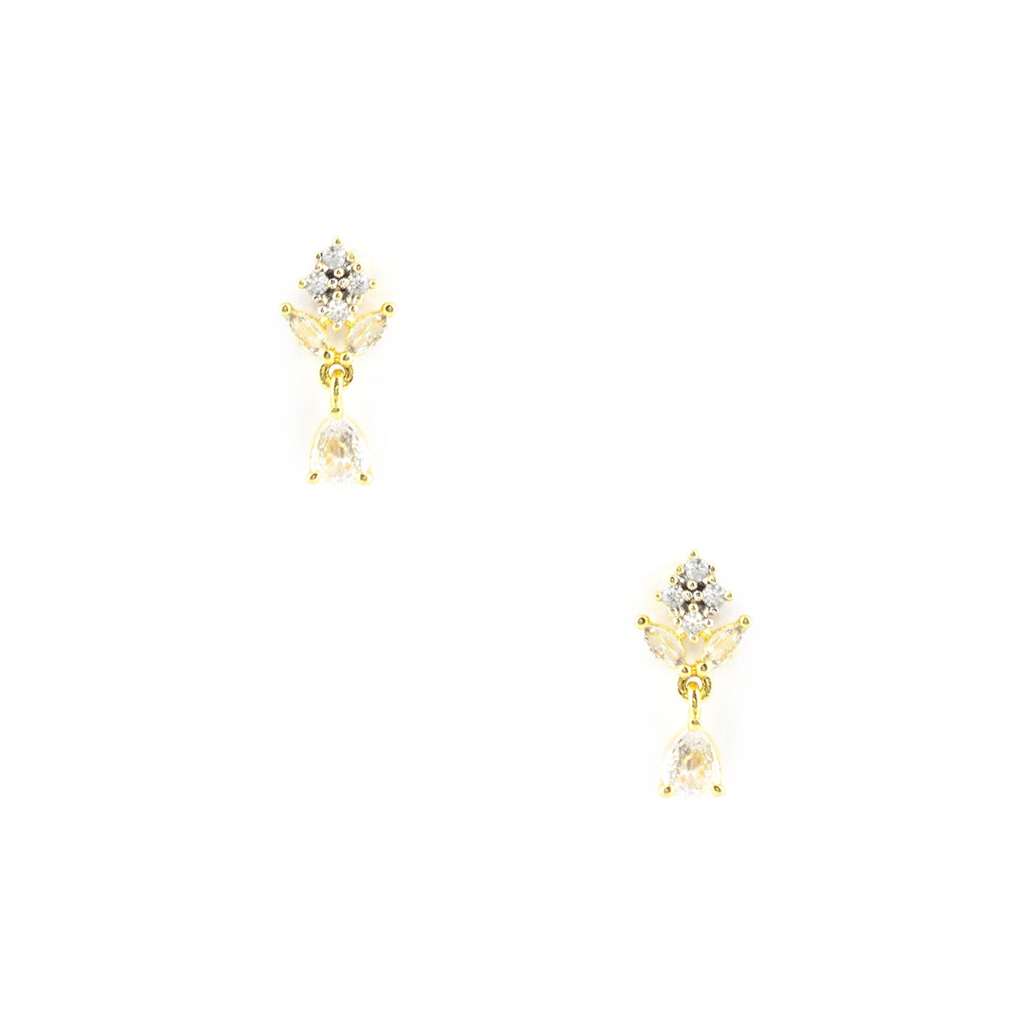 Gold Plated AD Minimal Drop Earrings for Women