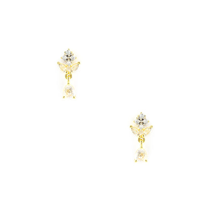 Gold Plated AD Minimal Drop Earrings for Women