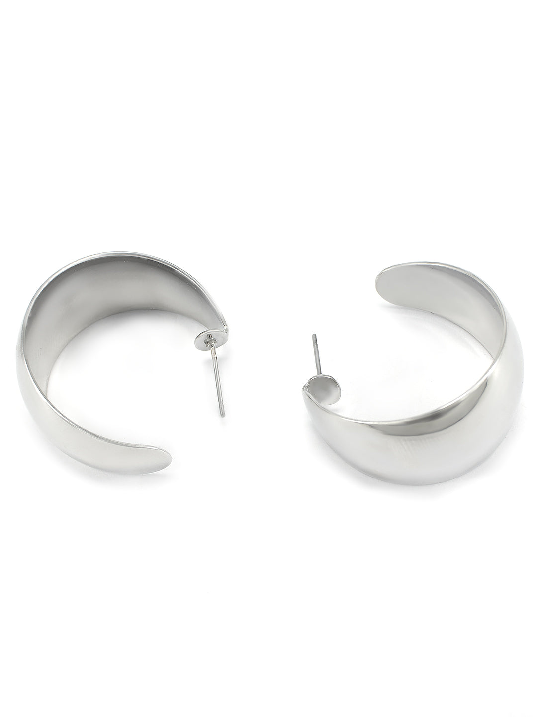 Silver Plated Contemporary Half Hoop Earrings