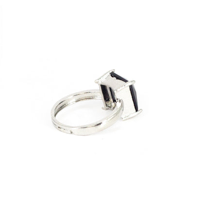 Silver Plated Black AD Finger Ring for Women