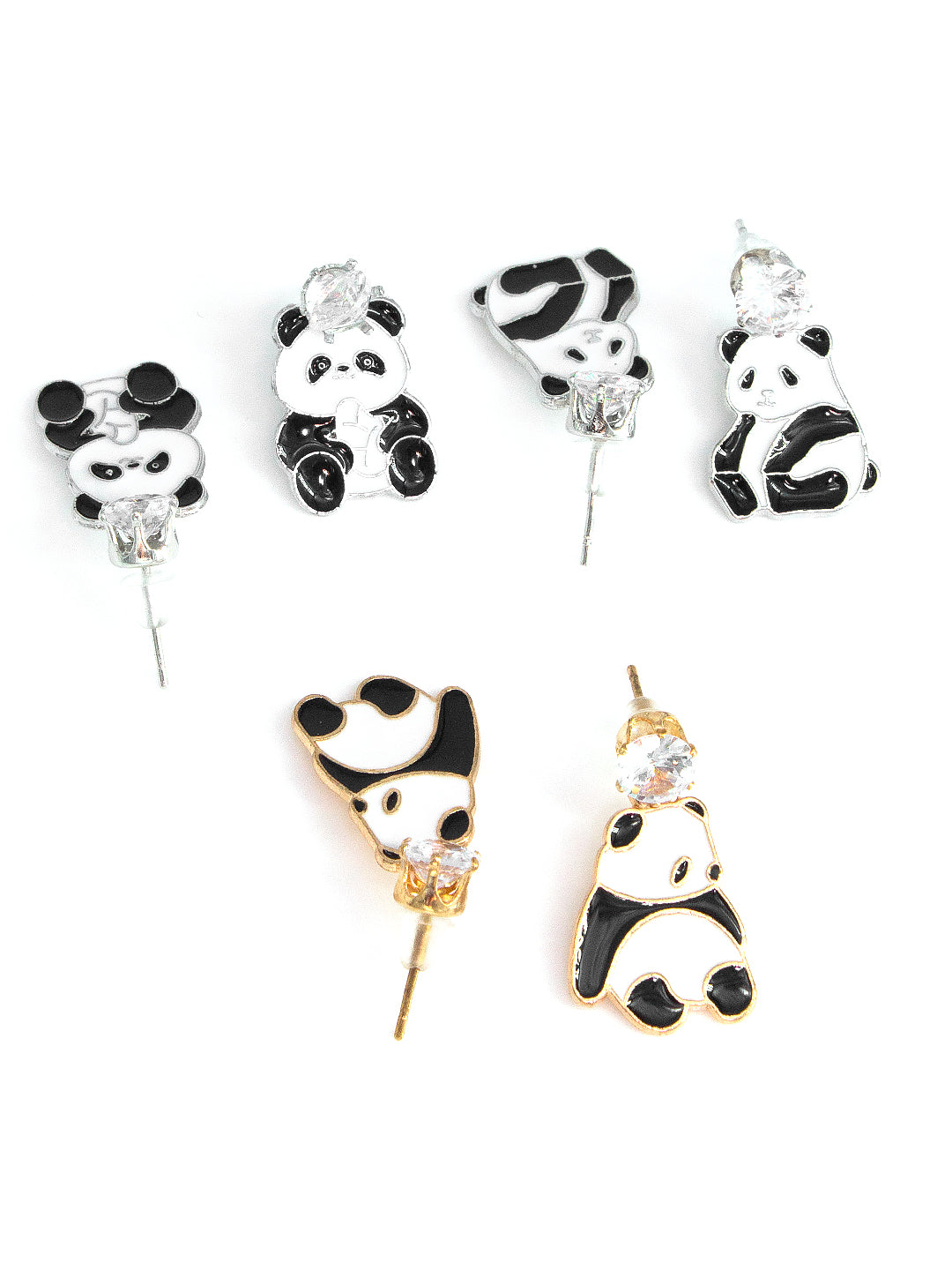 PRIVIU Set Of 3 Cute Panda Earrings Set For Women And Girls